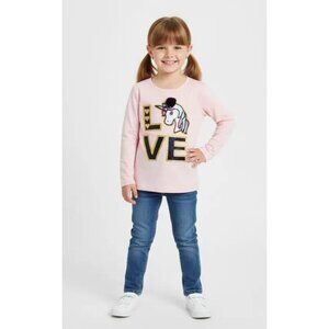Flapdoodles Kids Girls LOVE And Hearts Unicorn Pink Long Sleeve Shirt Size 4